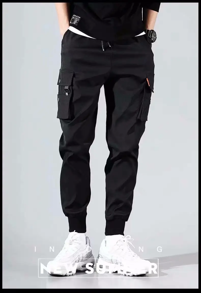 Men Black Korean Style Loose Fit Pants — feature 11