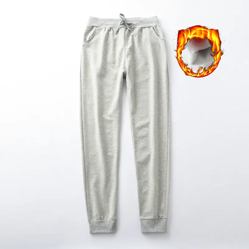 Fleece Lined Sweatpants Light Grey Striped Drawstring Waist - Image 8