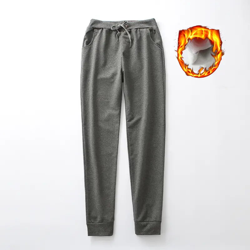 Fleece Lined Sweatpants Light Grey Striped Drawstring Waist - Image 9