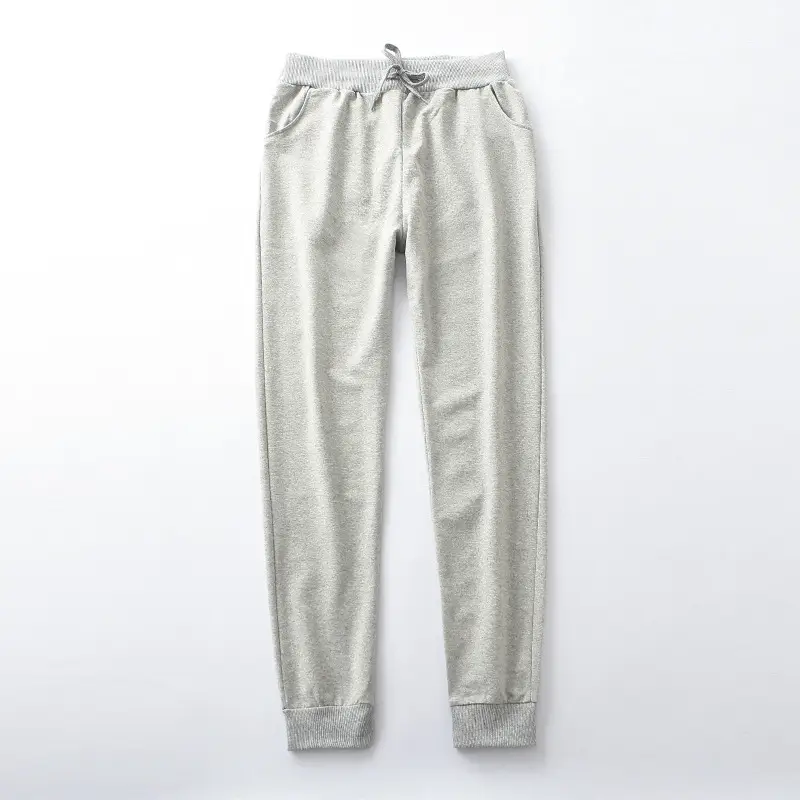 Fleece Lined Sweatpants Light Grey Striped Drawstring Waist - Image 3