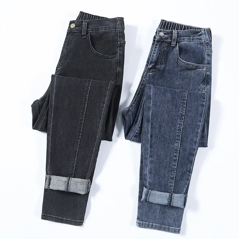 Women's Blue Grey High Waist Slimming Jeans 2023 - Image 7