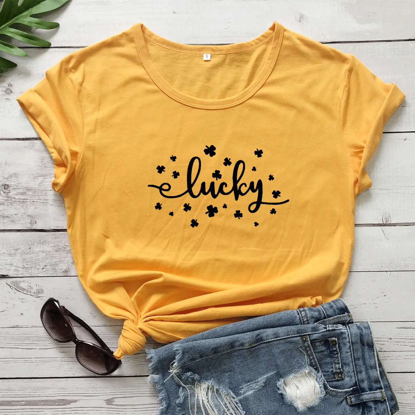 Lucky Letter Printed Grey T-Shirt Short Sleeve - Image 5
