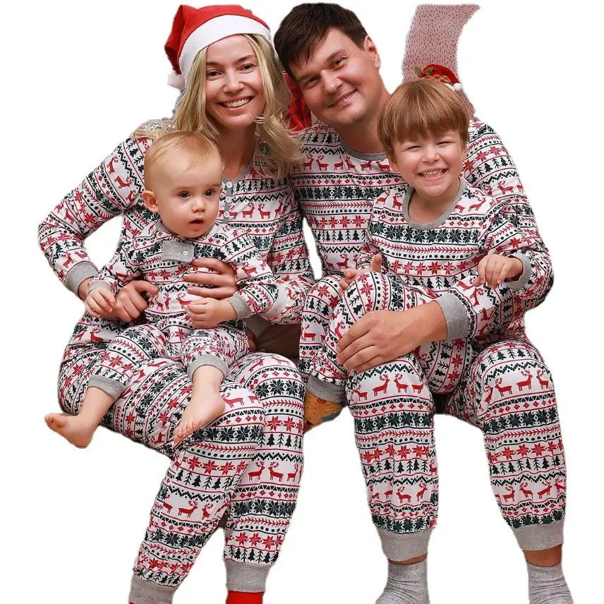 2025 Family Christmas Pajamas Reindeer Print Cross-Border - Image 6