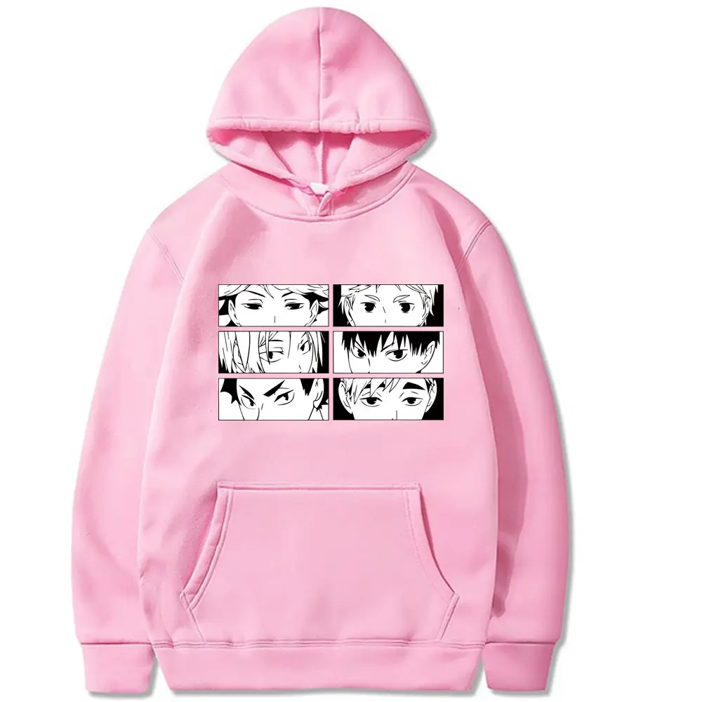 Pink Hooded Sweatshirt with Karasuno Haikyuu Design - Image 24