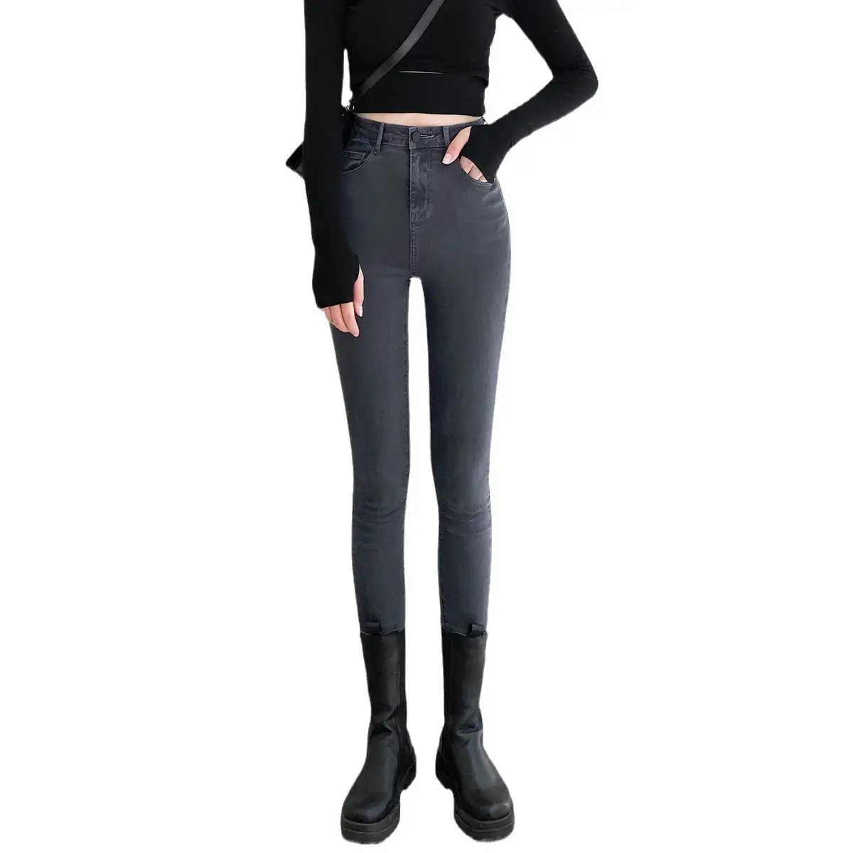 Autumn 2024 Skinny Jeans Smoke Grey Slim Fit - Image 9