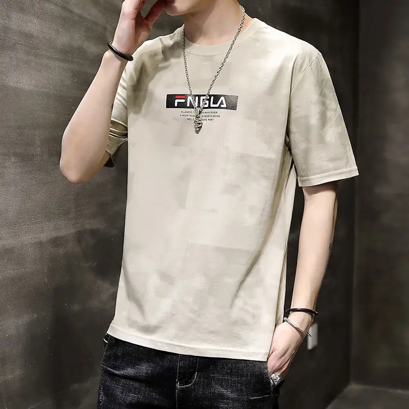 Men Grey Printed T-Shirt Large Summer Loose Fit - Image 4