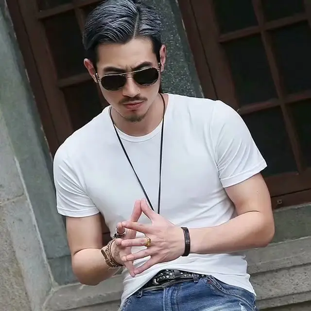 Men Grey Printed T-Shirt Large Summer Loose Fit - Image 3