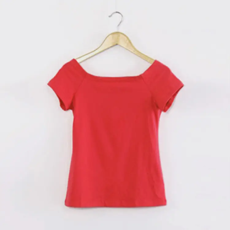 Women Pink Navel-Baring T-Shirt Short Sleeve Korean Style