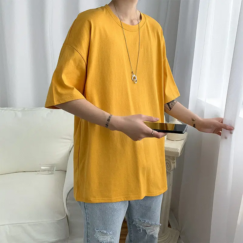 Pure Cotton Blue Short Sleeve Men's T-Shirt - Image 17