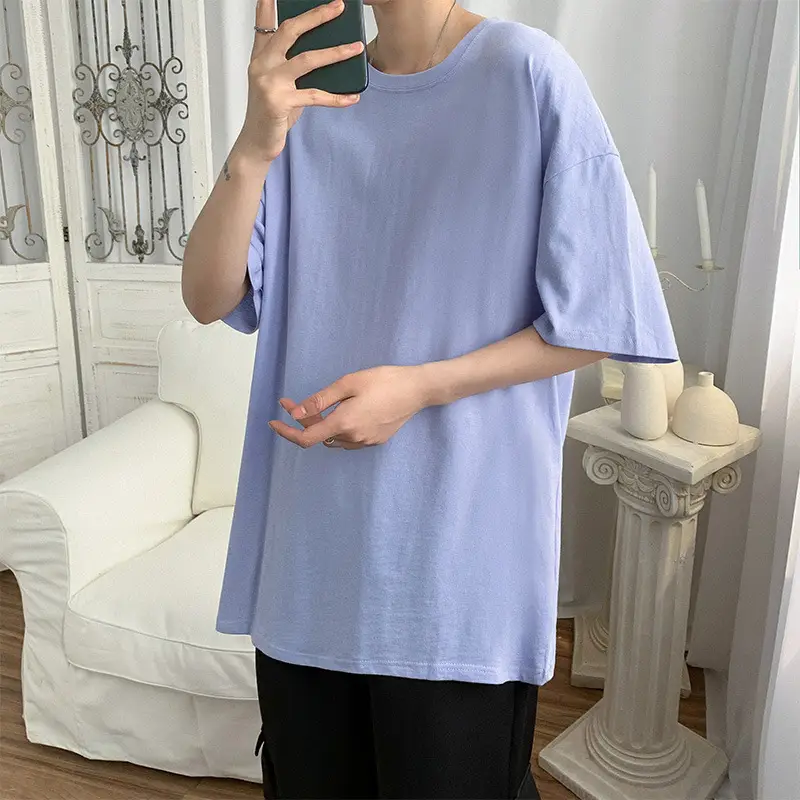 Pure Cotton Blue Short Sleeve Men's T-Shirt - Image 20