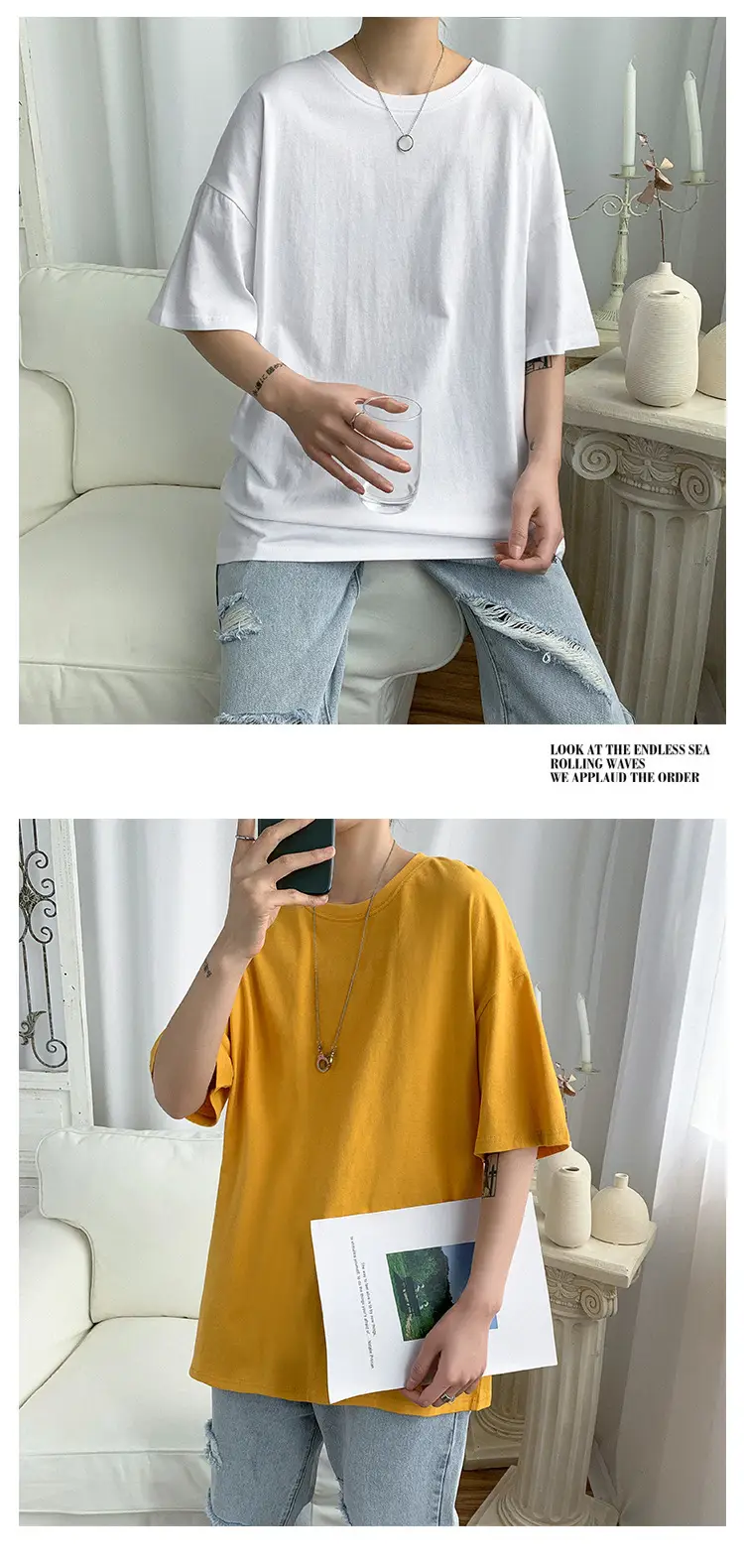 Pure Cotton Blue Short Sleeve Men's T-Shirt — feature 12