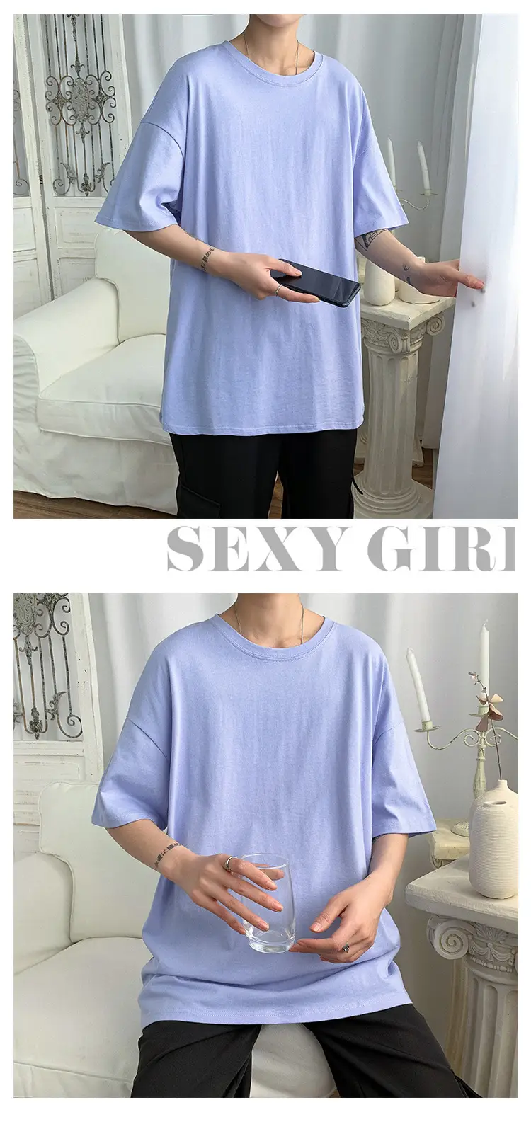 Pure Cotton Blue Short Sleeve Men's T-Shirt — feature 15