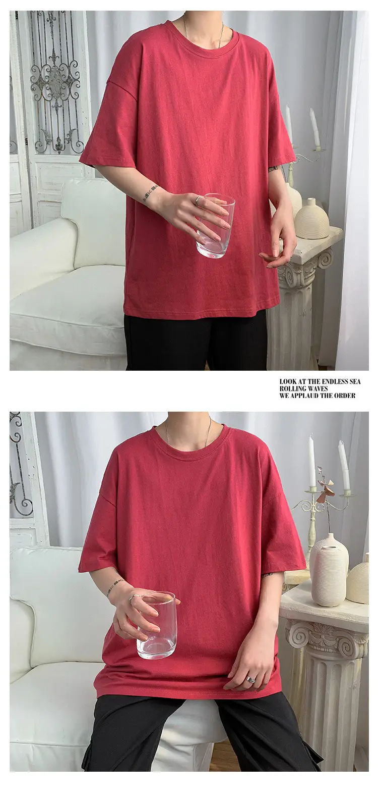 Pure Cotton Blue Short Sleeve Men's T-Shirt — feature 21