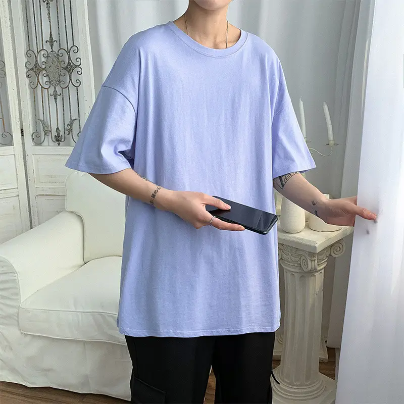 Pure Cotton Blue Short Sleeve Men's T-Shirt - Image 14