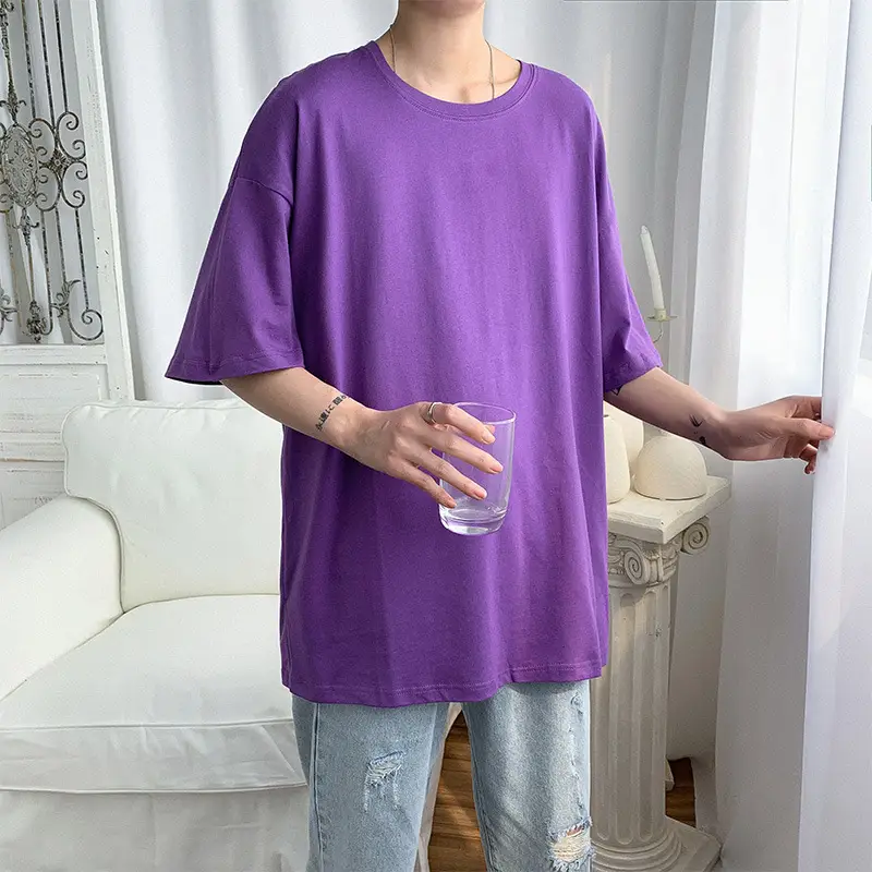 Pure Cotton Blue Short Sleeve Men's T-Shirt - Image 2