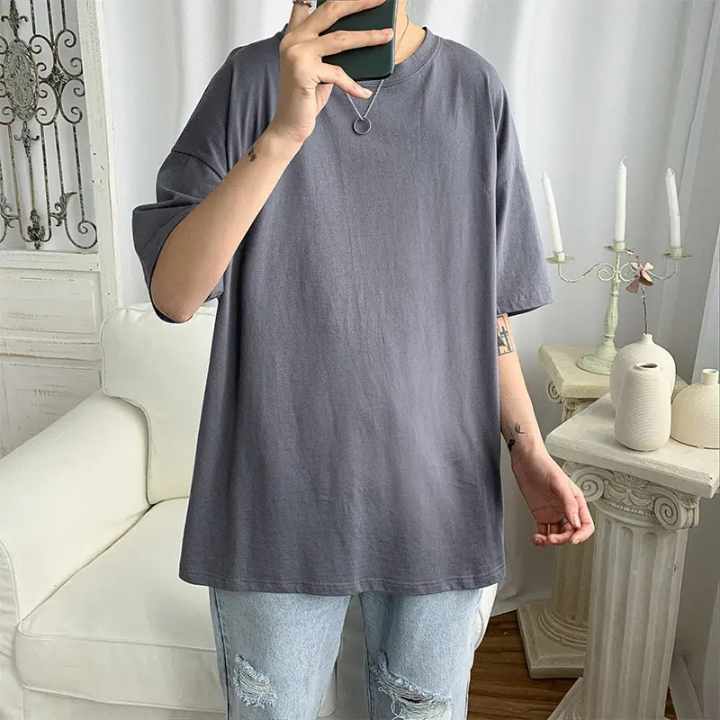 Pure Cotton Blue Short Sleeve Men's T-Shirt - Image 3