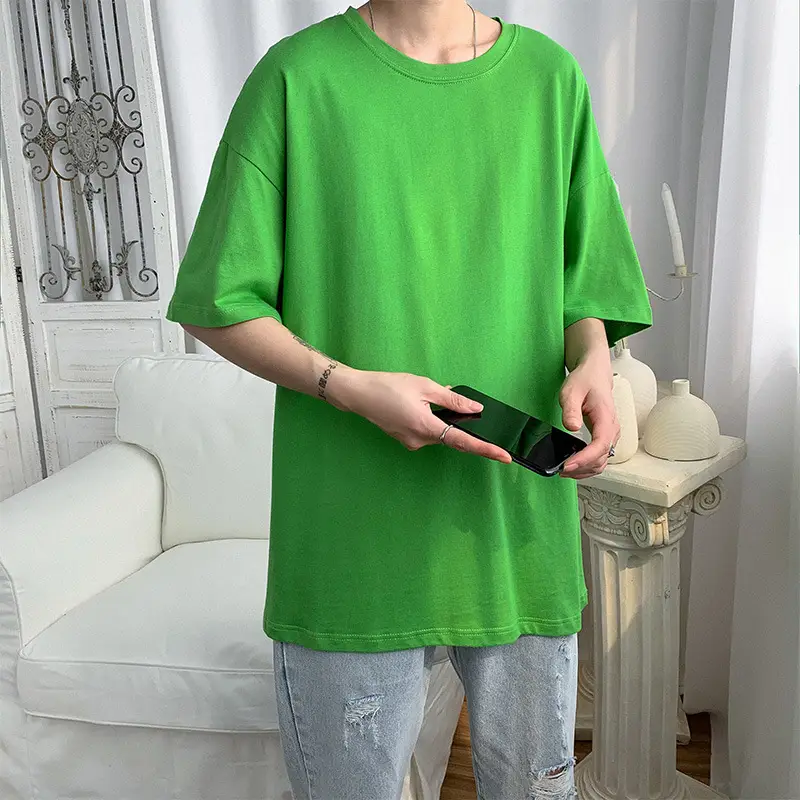 Pure Cotton Blue Short Sleeve Men's T-Shirt - Image 4