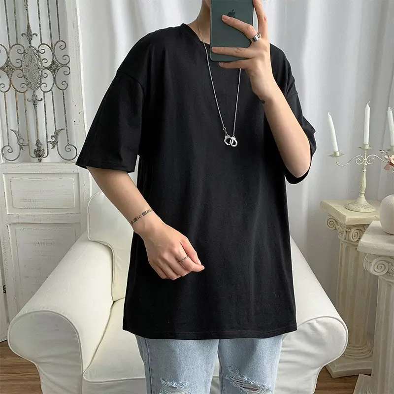 Pure Cotton Blue Short Sleeve Men's T-Shirt - Image 5