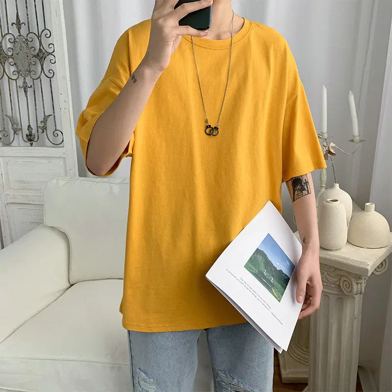 Pure Cotton Blue Short Sleeve Men's T-Shirt - Image 6