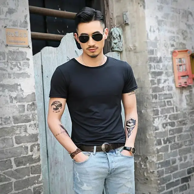 Men Slim Fit Blue T-Shirt Summer Casual Wear - Image 5