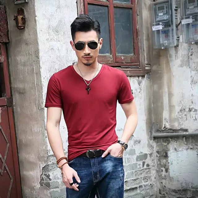 Men Slim Fit Blue T-Shirt Summer Casual Wear - Image 12