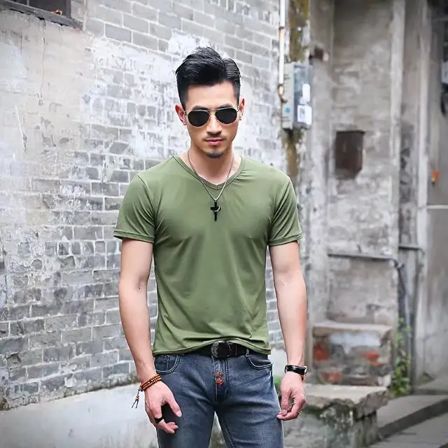 Men Slim Fit Blue T-Shirt Summer Casual Wear - Image 13