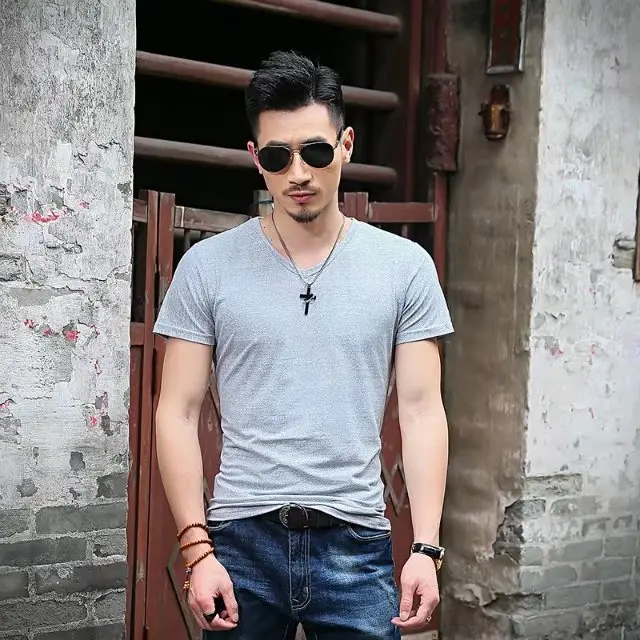 Men Slim Fit Blue T-Shirt Summer Casual Wear - Image 14