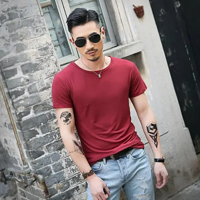 Men Slim Fit Blue T-Shirt Summer Casual Wear - Image 3
