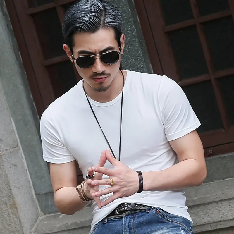 Men Slim Fit Grey T-Shirt Casual Summer Wear