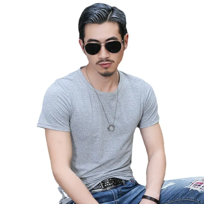Men Slim Fit Grey T-Shirt Casual Summer Wear