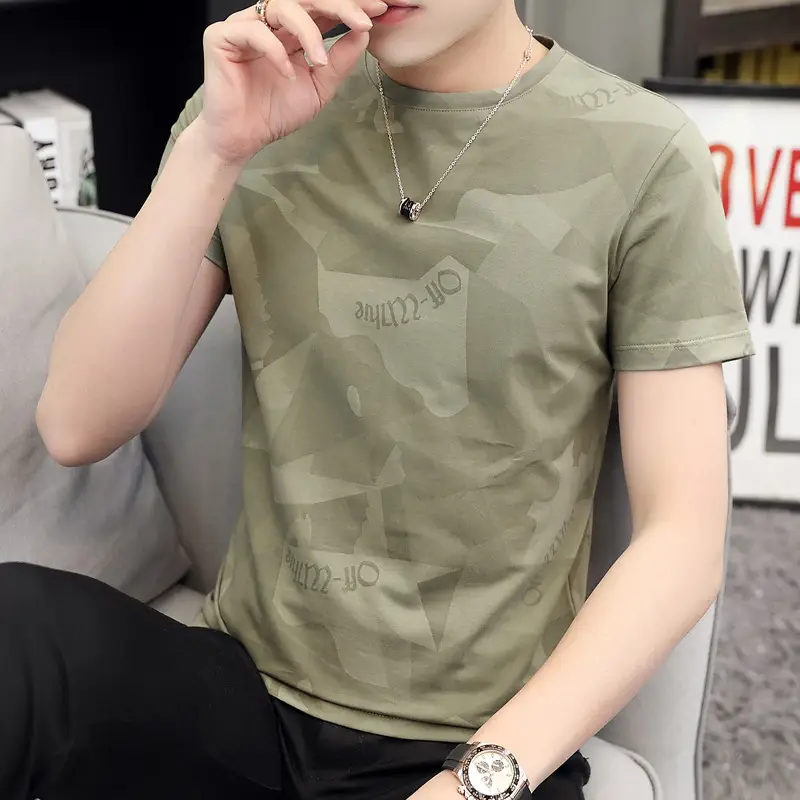 Men Camouflage Short Sleeve T-Shirt 2021 Summer Slim Fit - Image 3