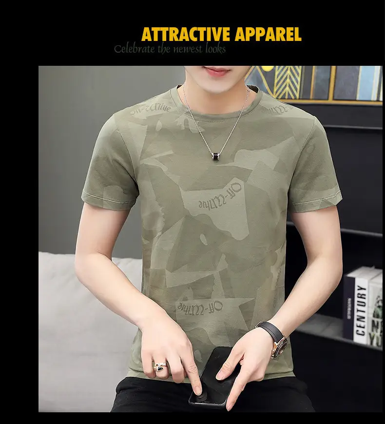 Men Camouflage Short Sleeve T-Shirt 2021 Summer Slim Fit — feature 10