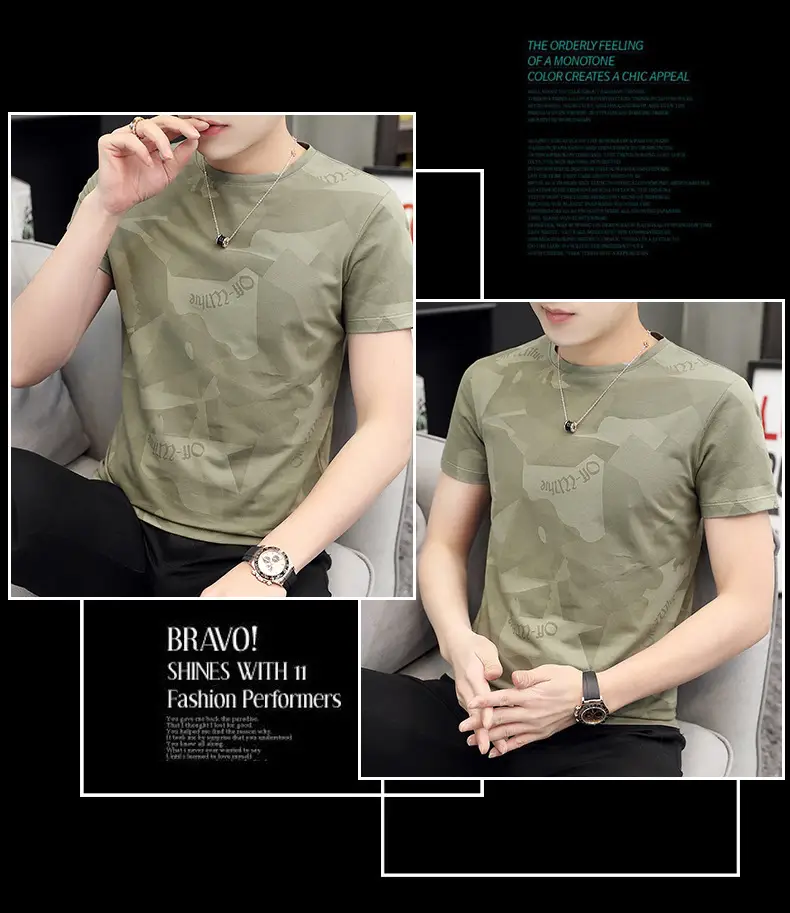 Men Camouflage Short Sleeve T-Shirt 2021 Summer Slim Fit — feature 11