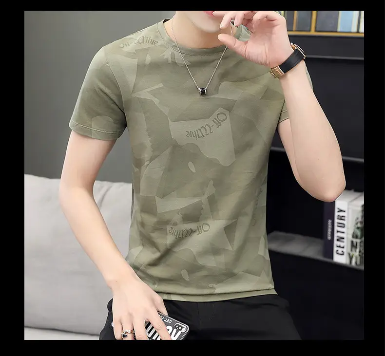Men Camouflage Short Sleeve T-Shirt 2021 Summer Slim Fit — feature 9