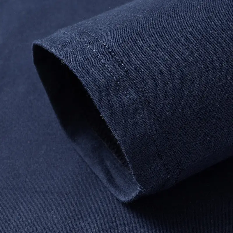 Men's Navy Blue Cotton T-Shirt Long Sleeve Middle Age - Image 10