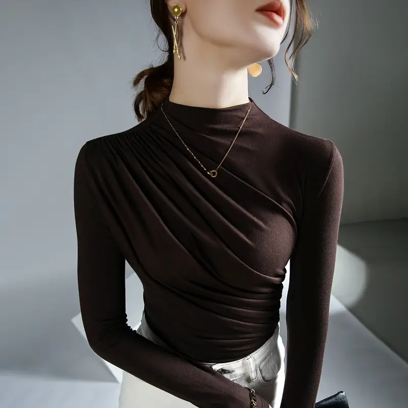 Purple Turtleneck Long Sleeve Women's Shirt - Image 2