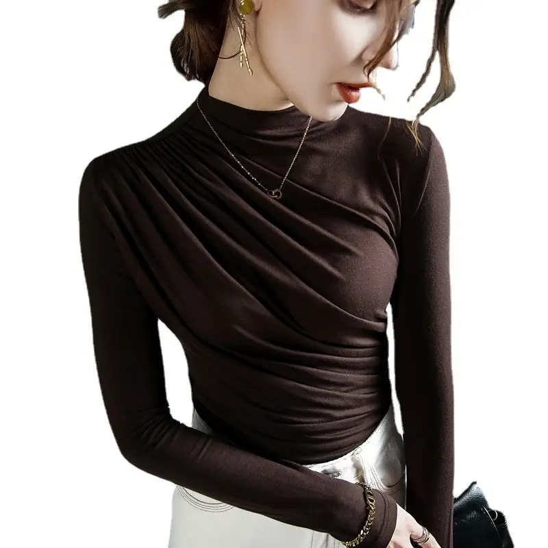 Purple Turtleneck Long Sleeve Women's Shirt - Image 14