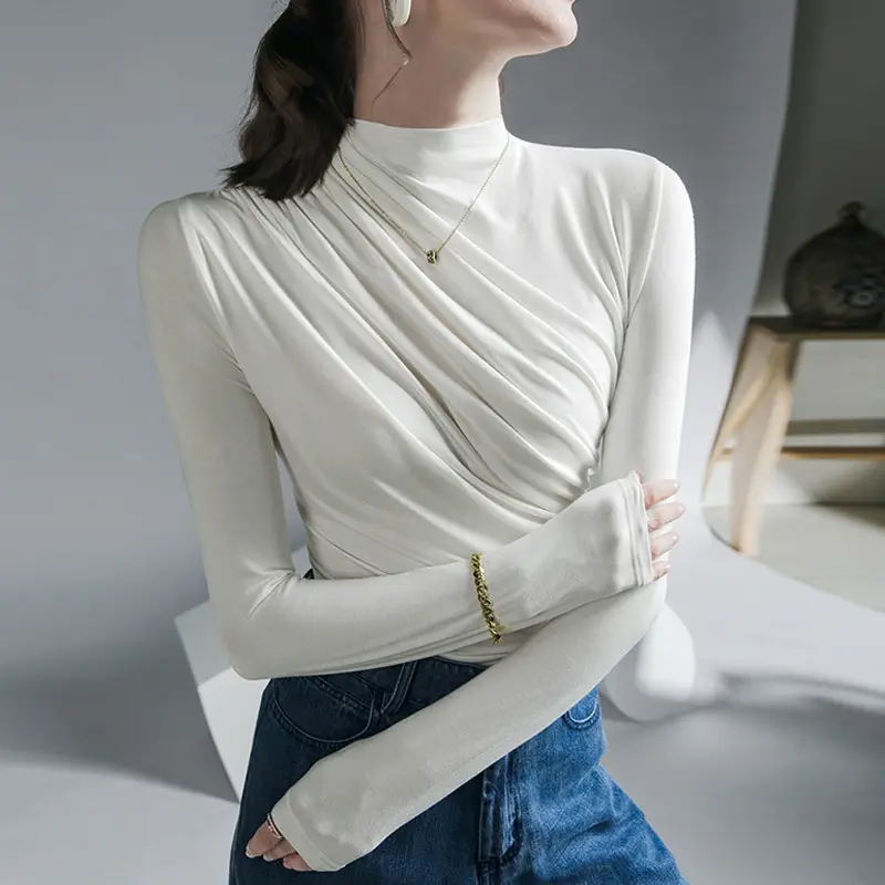 Purple Turtleneck Long Sleeve Women's Shirt - Image 7