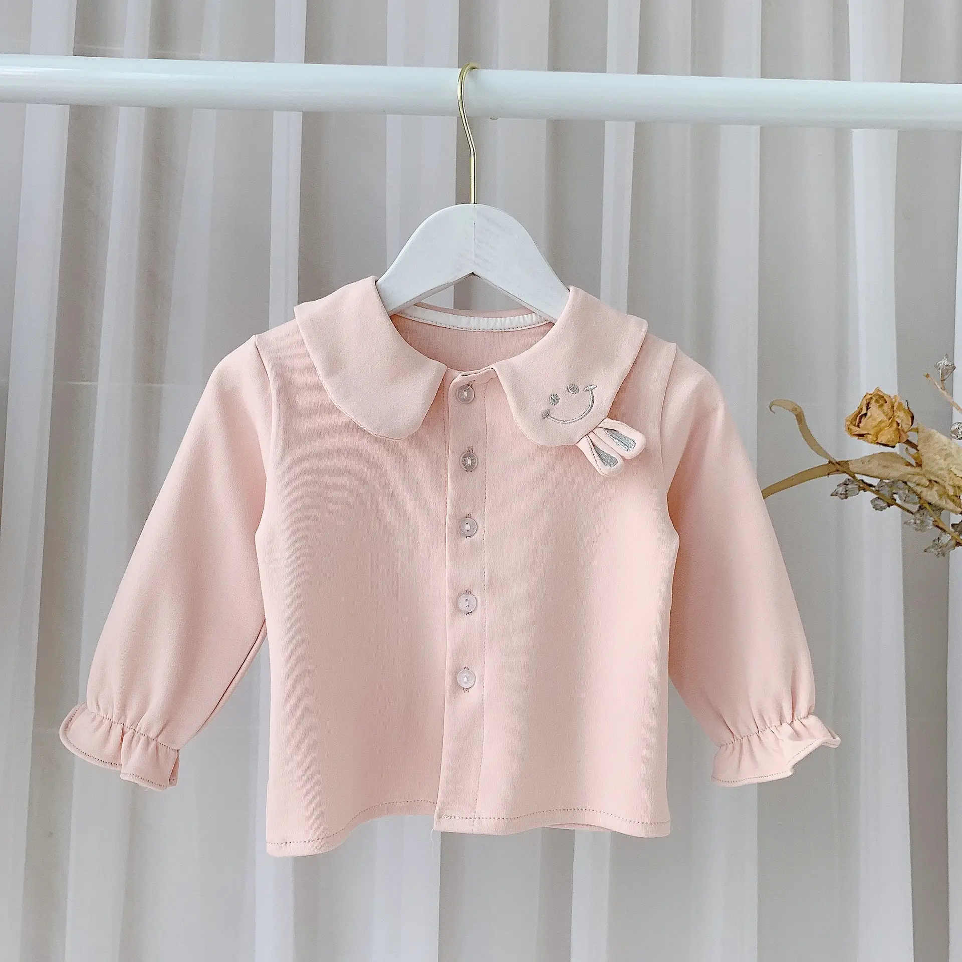 White Korean Style Baby Girl Rabbit Ear Shirt Bottoming Top - Image 2