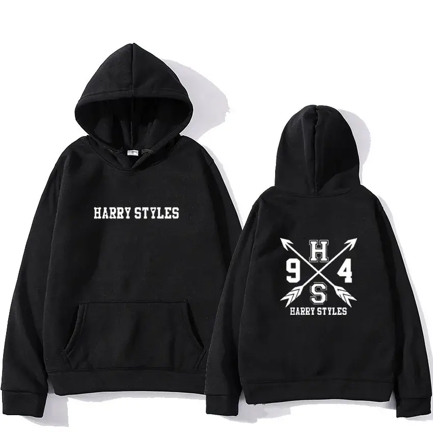 Black Harry Styles Hoodie Set with Graphic Print