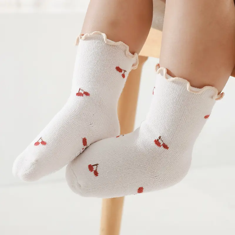 Baby Socks Korean Style Floral Lace Mid-Tube Cotton