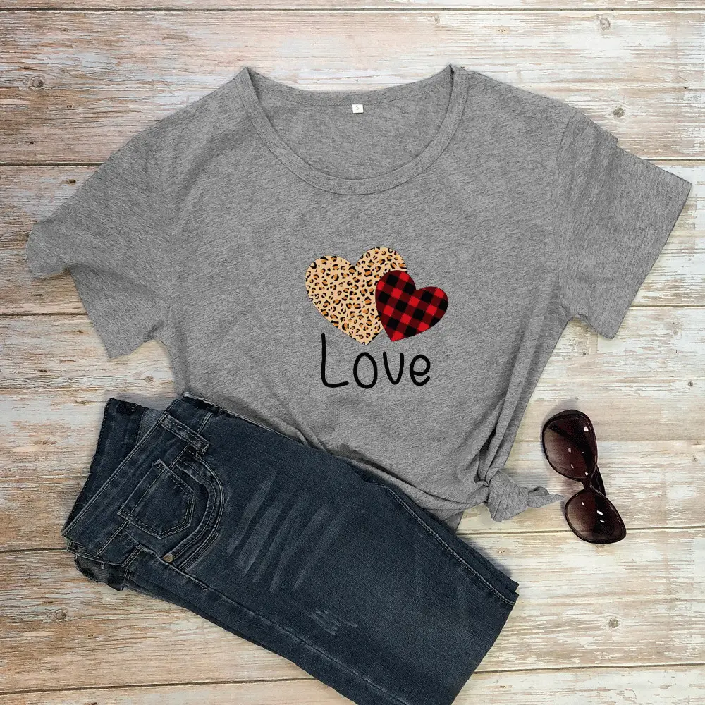 Green T-Shirt Valentine Heart Print Love Design - Image 8
