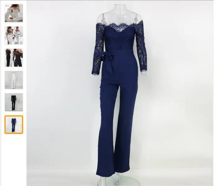 2026 White Lace Long Sleeve Belted Jumpsuit