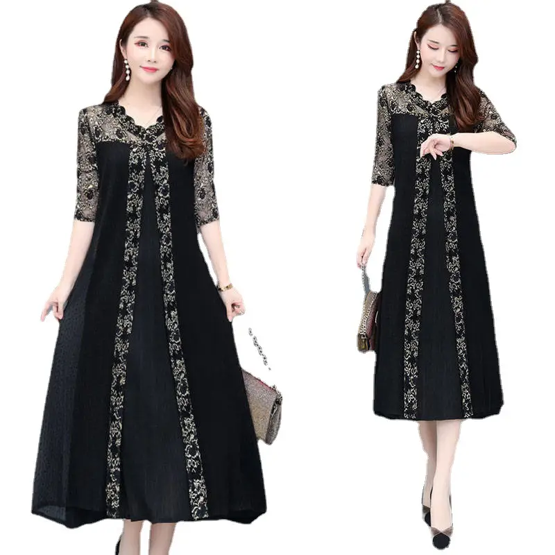 Black Korean Style Women's Dress Large Size - Image 6