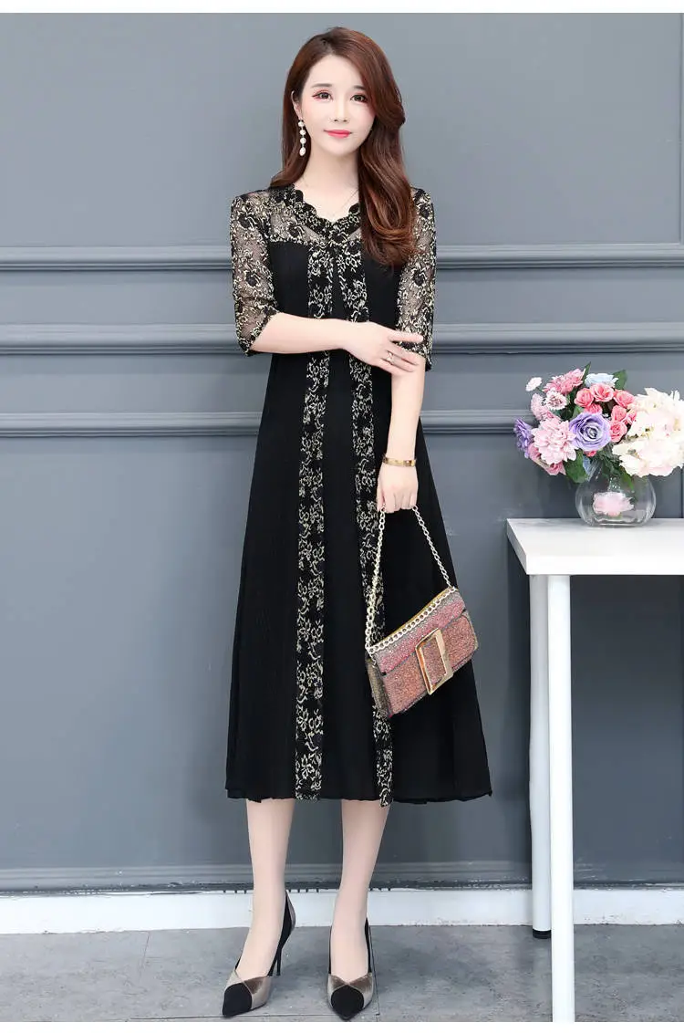 Black Korean Style Women's Dress Large Size — feature 10
