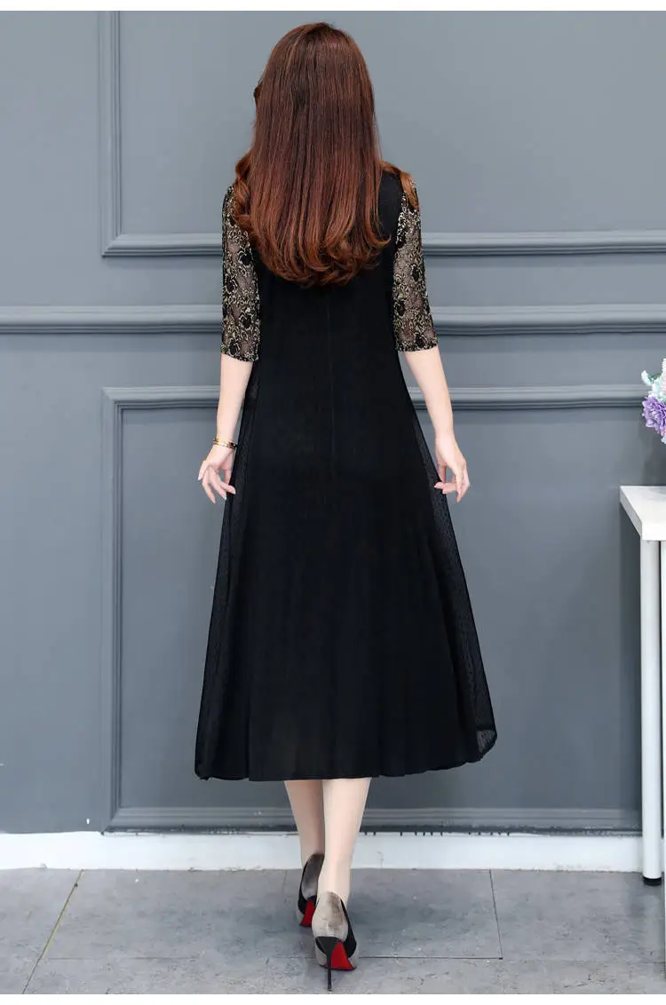 Black Korean Style Women's Dress Large Size — feature 14