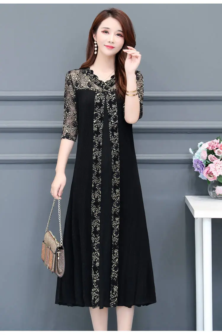 Black Korean Style Women's Dress Large Size — feature 6