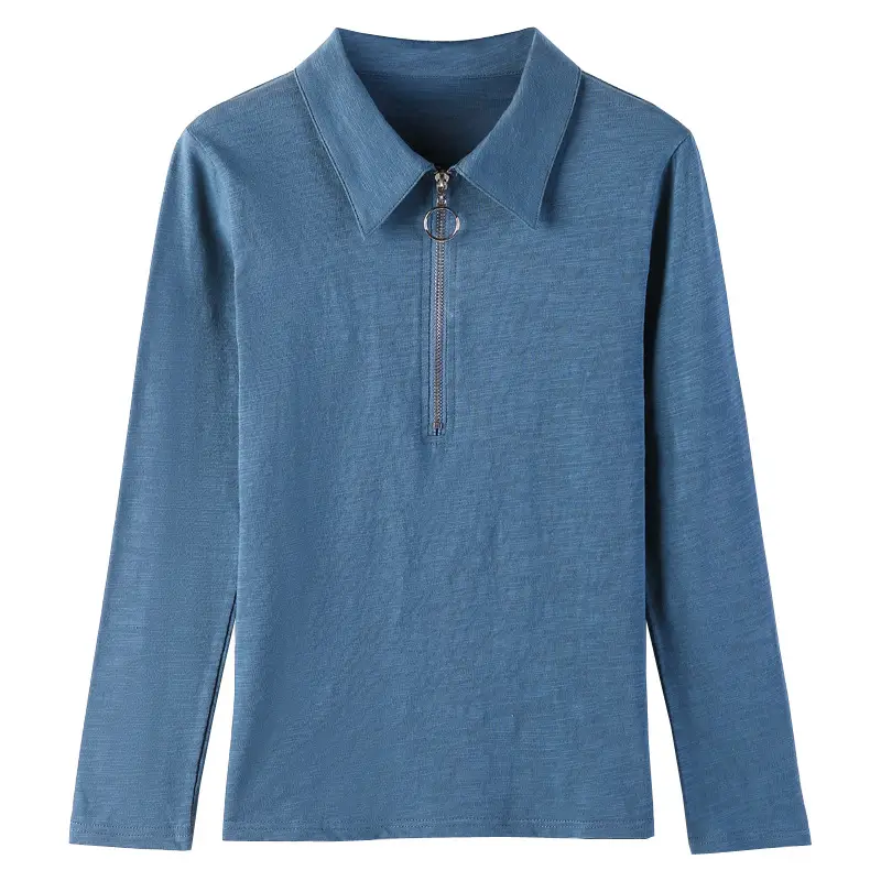Women's Red Long Sleeve Polo Collar T-Shirt - Image 6