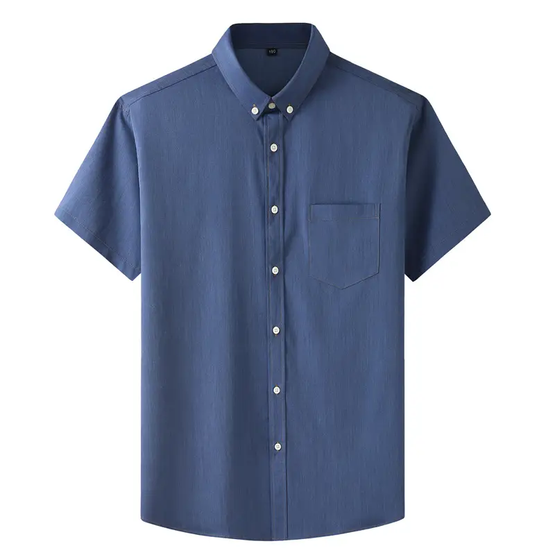 Light Blue Short Sleeve Men's Shirt with Pocket - Image 7