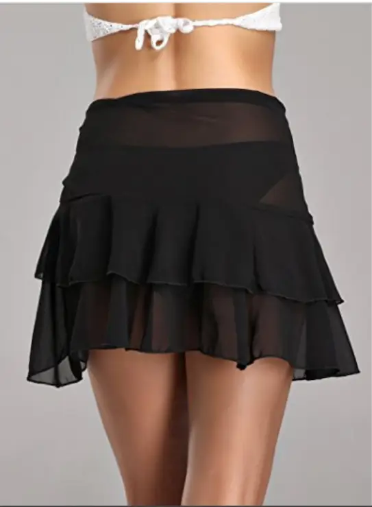 Red Chiffon Hip Skirt with Tie Front for Women — feature 12